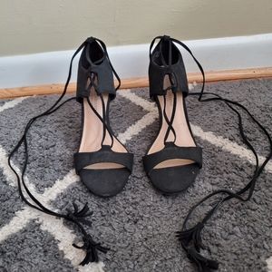 Black open-toed heels